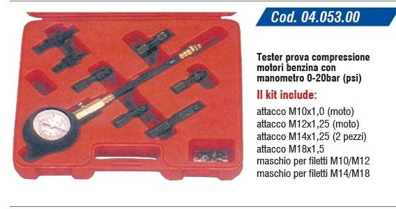 TESTER PROVA COMPRESSIONE MOTORI BENZINA E MANOMETRO MARCO TOOLS